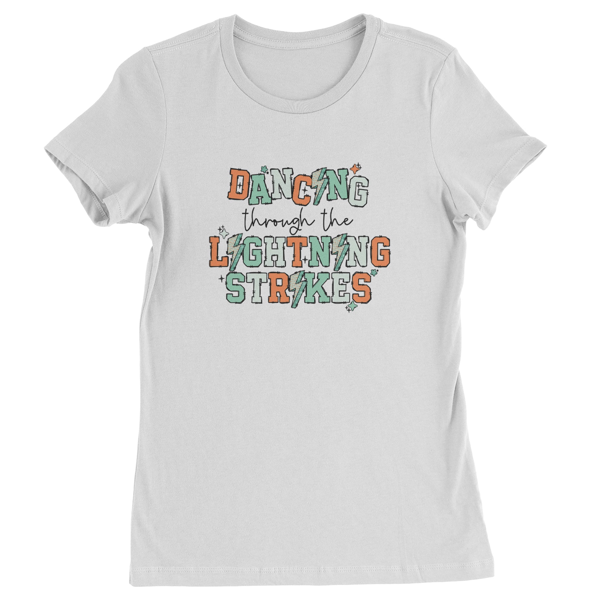Dancing Through The Lightning Strikes Womens T-shirt White