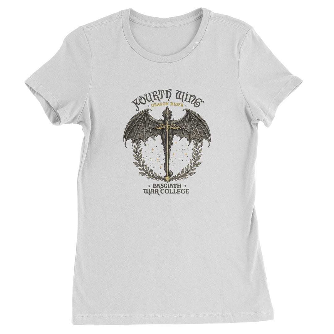 Fourth Wing Dragon Rider Vintage Basgiath War College Womens T-shirt White