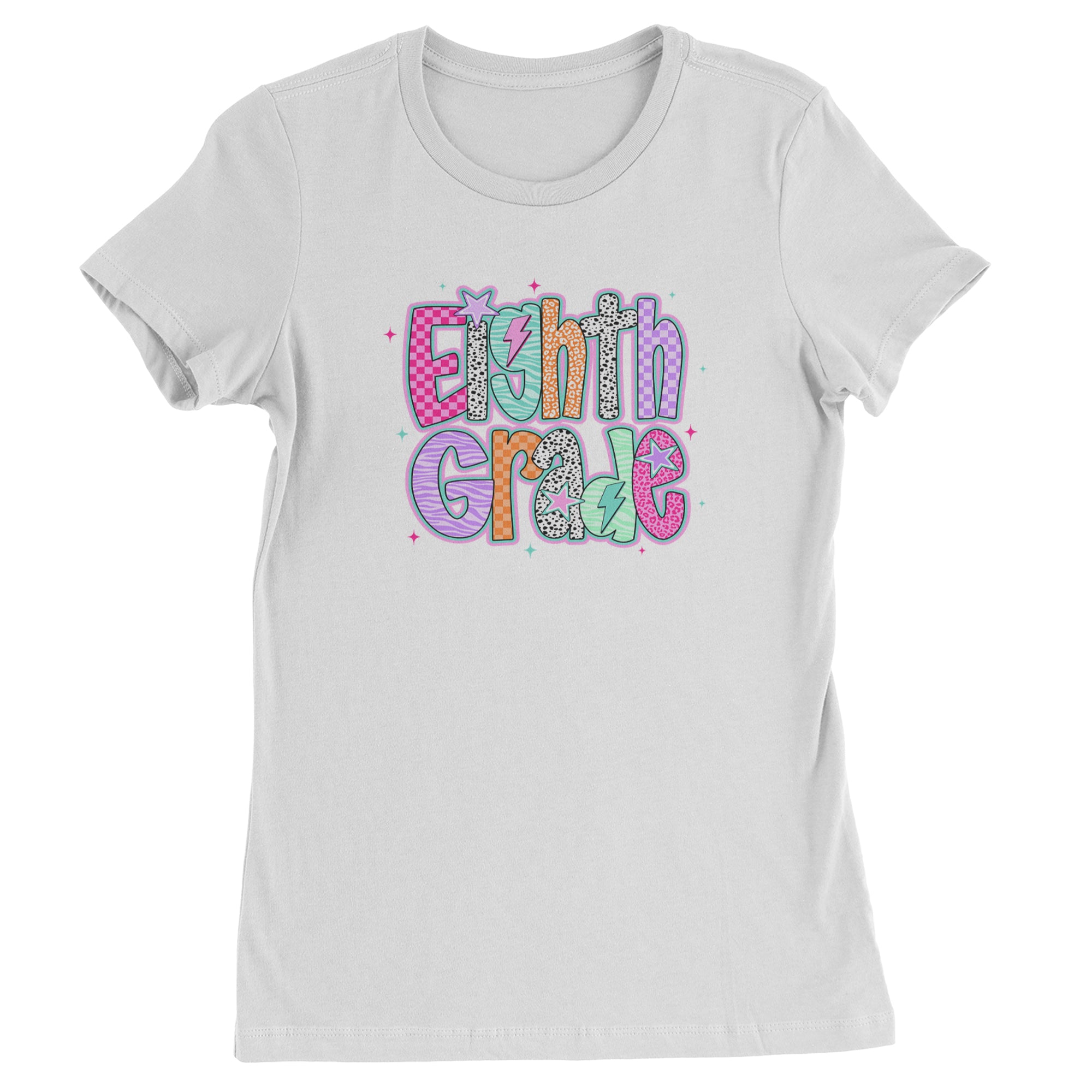 Eighth Grade Energy Colorful Back to School Womens T-shirt White