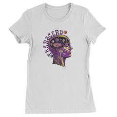 Psychedelic Cosmic Mushroom Head Womens T-shirt White