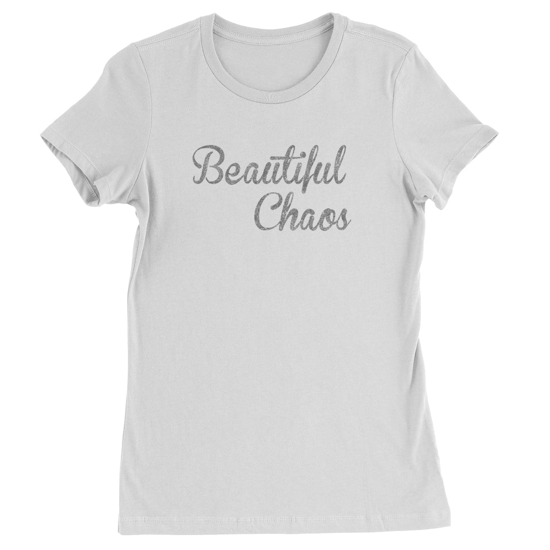 Beautiful Chaos Glitter Music Festival Womens T-shirt White