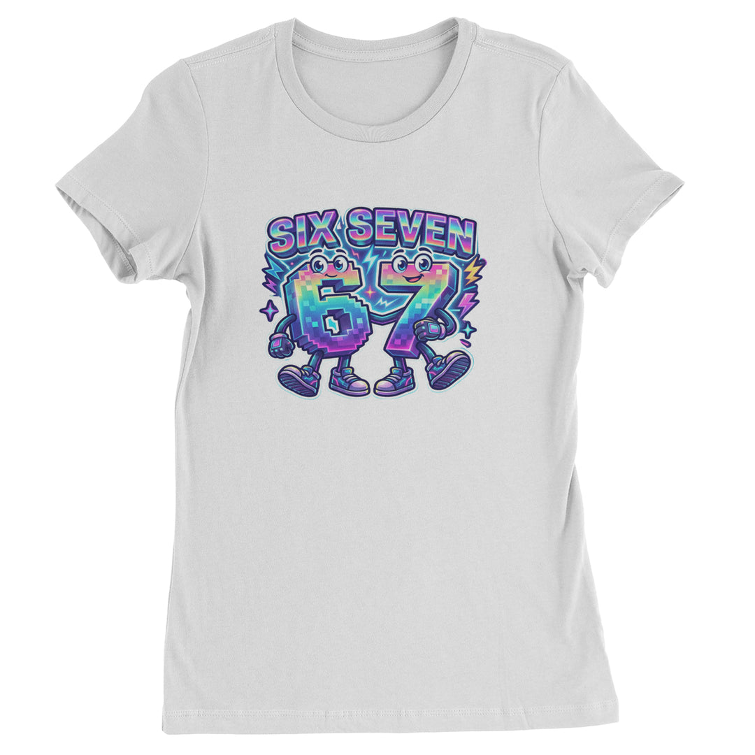 Six Seven 67 Retro Pixel Buddies Womens T-shirt White