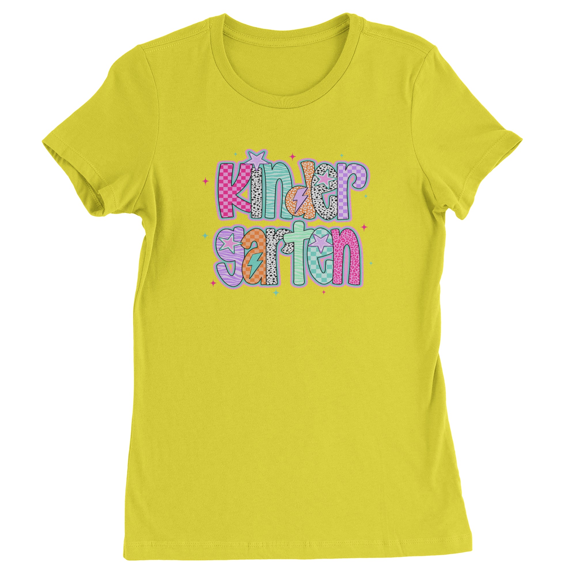Kindergarten Cutie Colorful Back to School Womens T-shirt Yellow