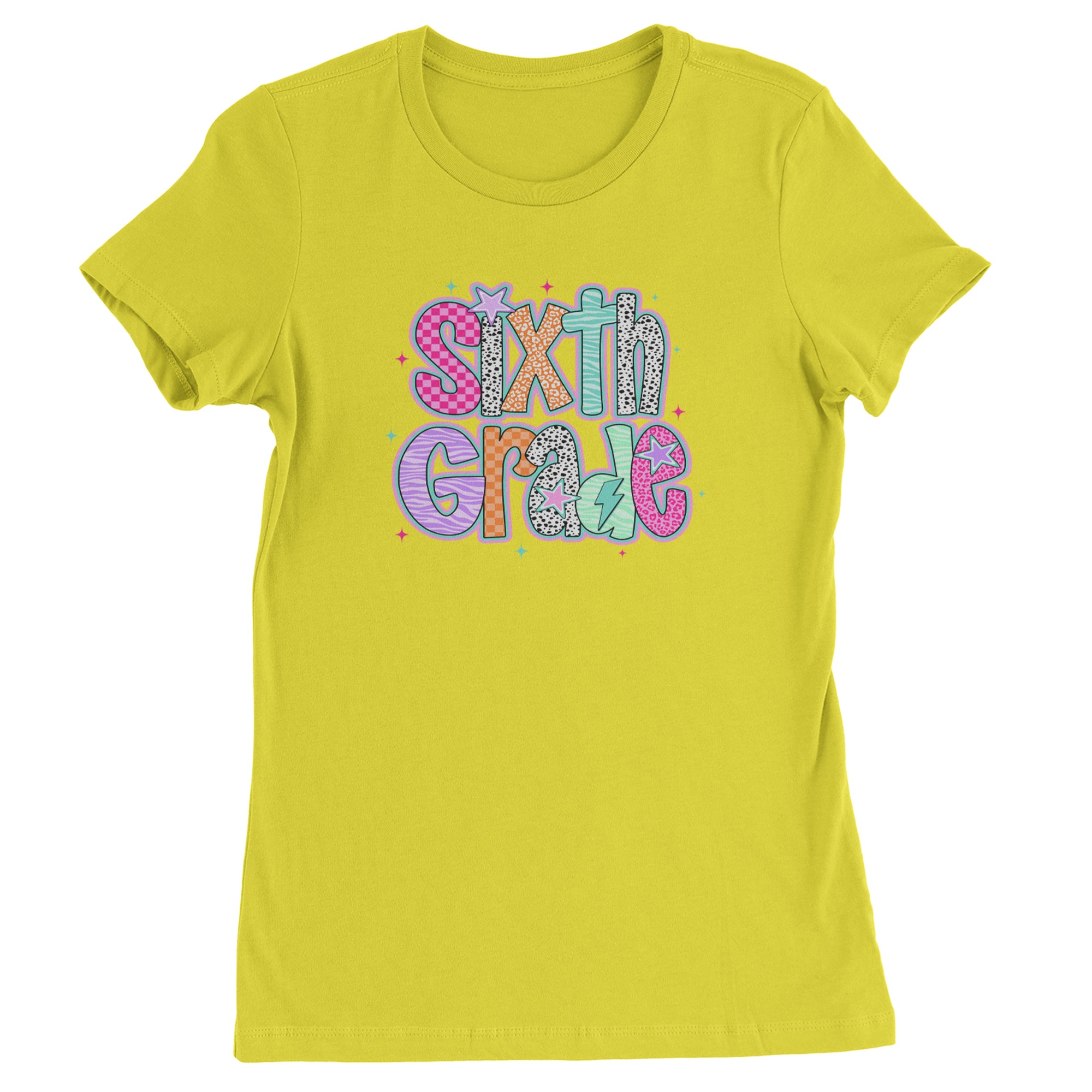 Sixth Grade Colorful Back to School Womens T-shirt Yellow
