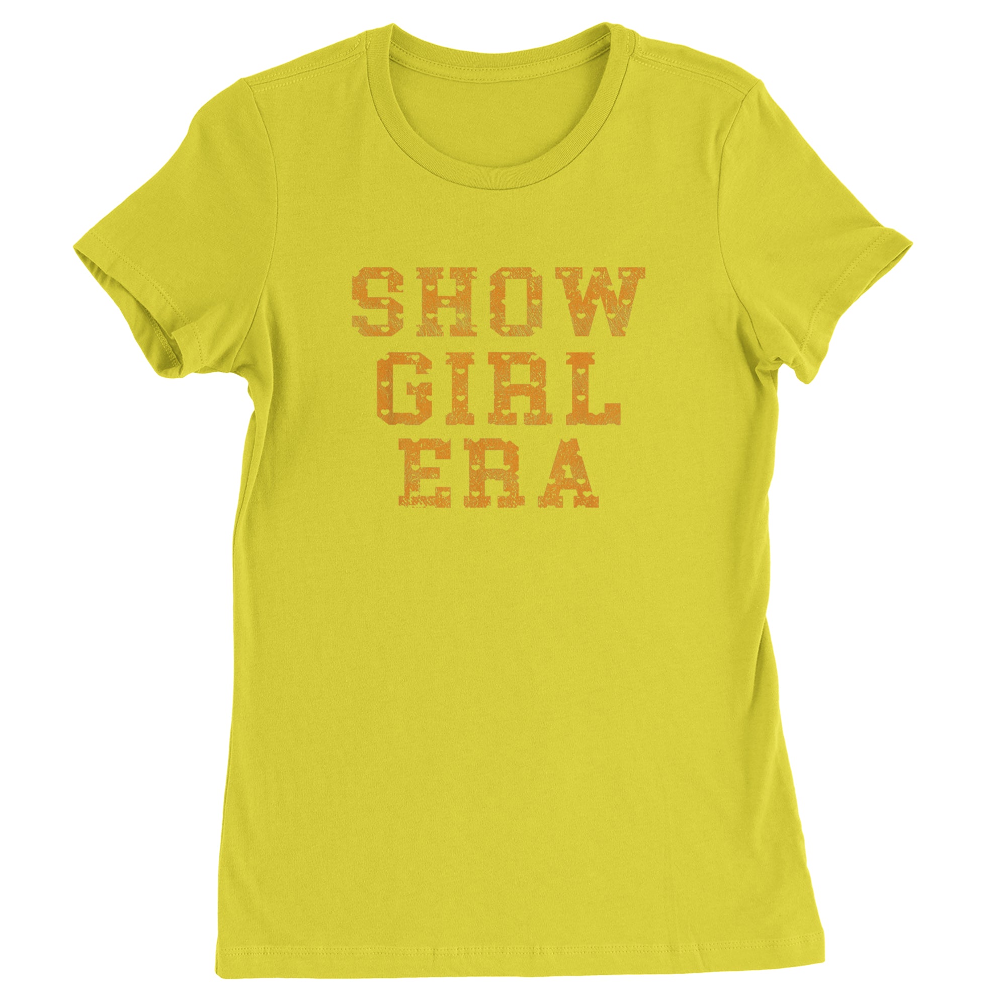Vintage Showgirl Era Heart Womens T-shirt Yellow