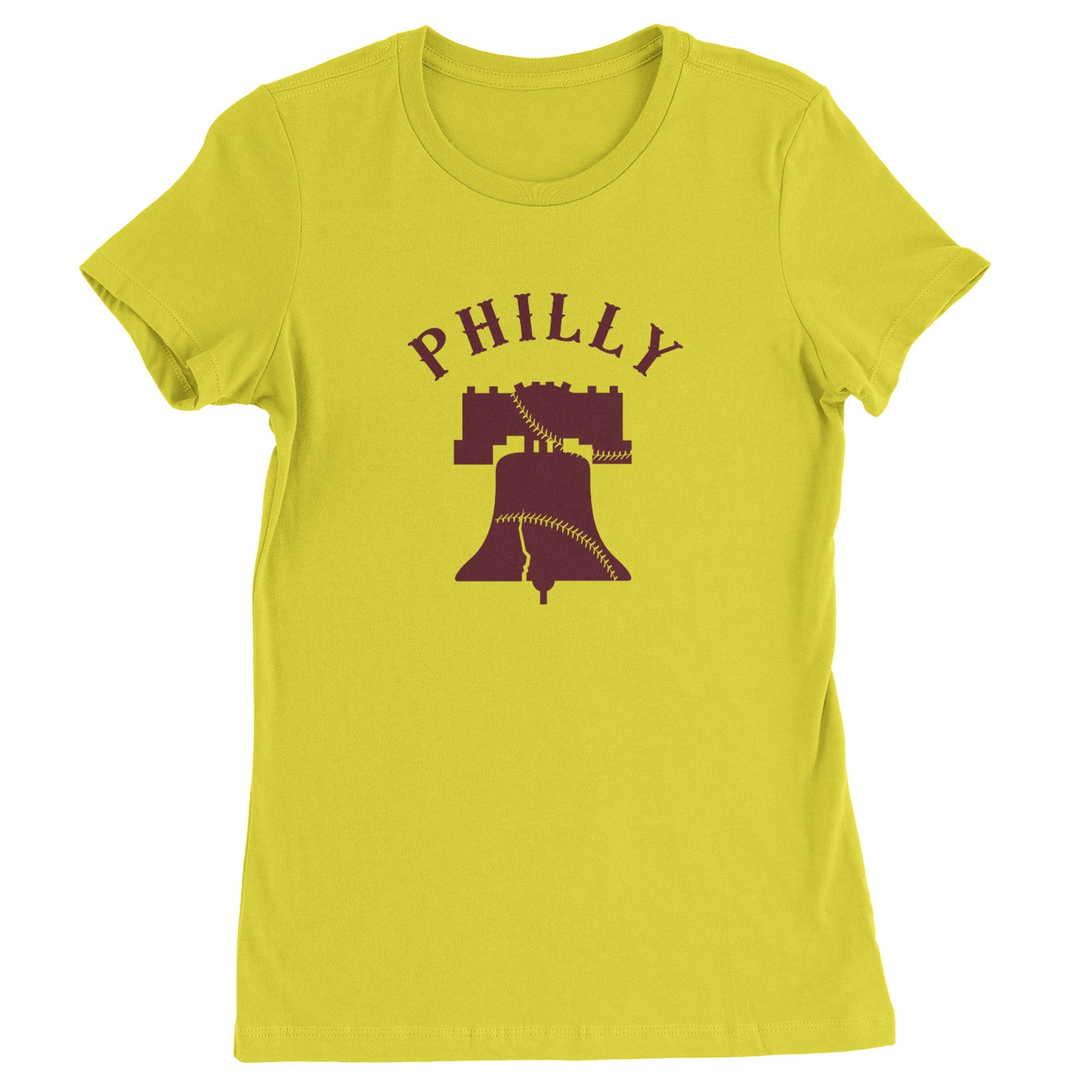 Philly Cracked Liberty Bell Womens T-shirt Yellow