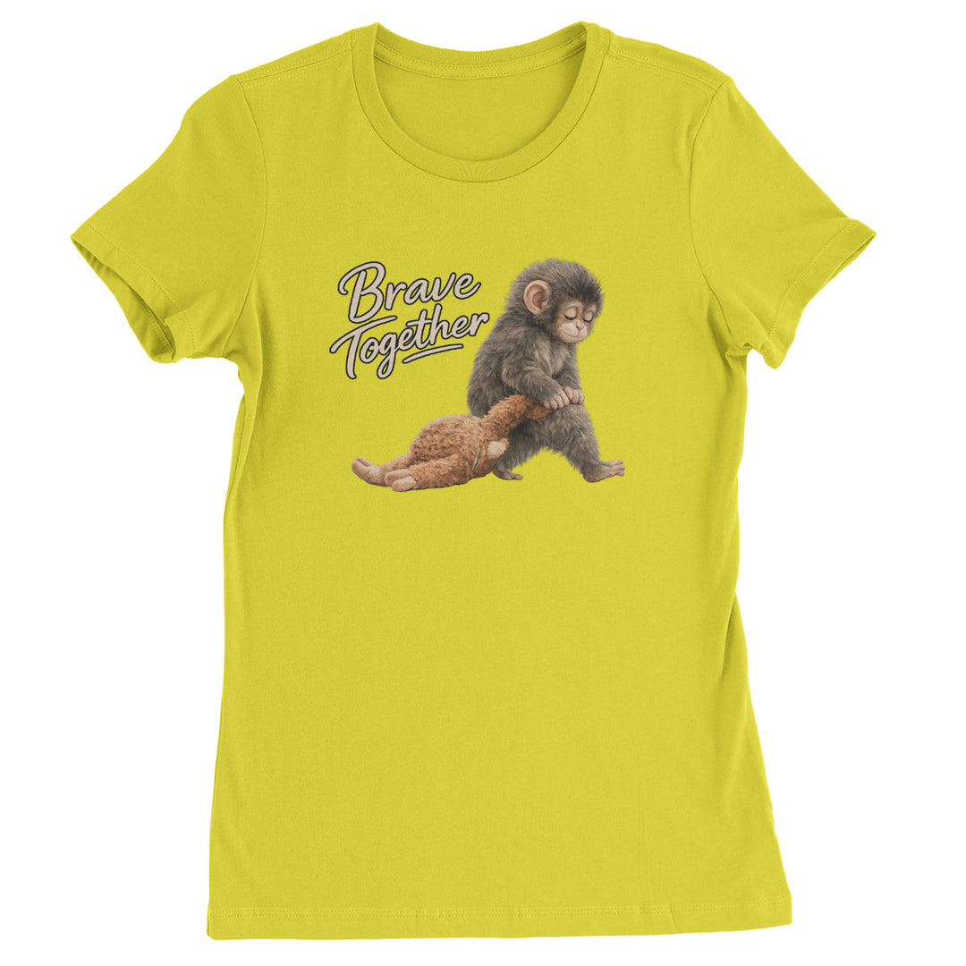 Punch Brave Together Stuffed Animal Womens T-shirt Yellow
