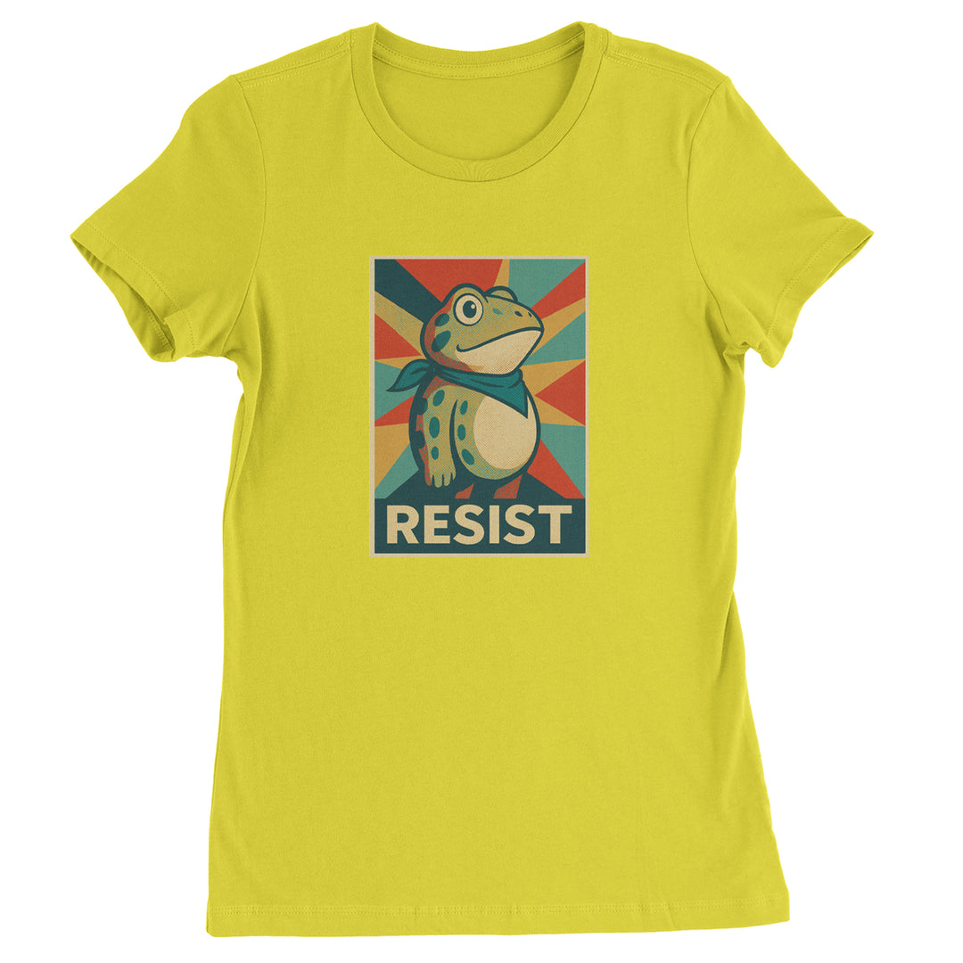 Resist Portland Protest Frog Womens T-shirt Yellow