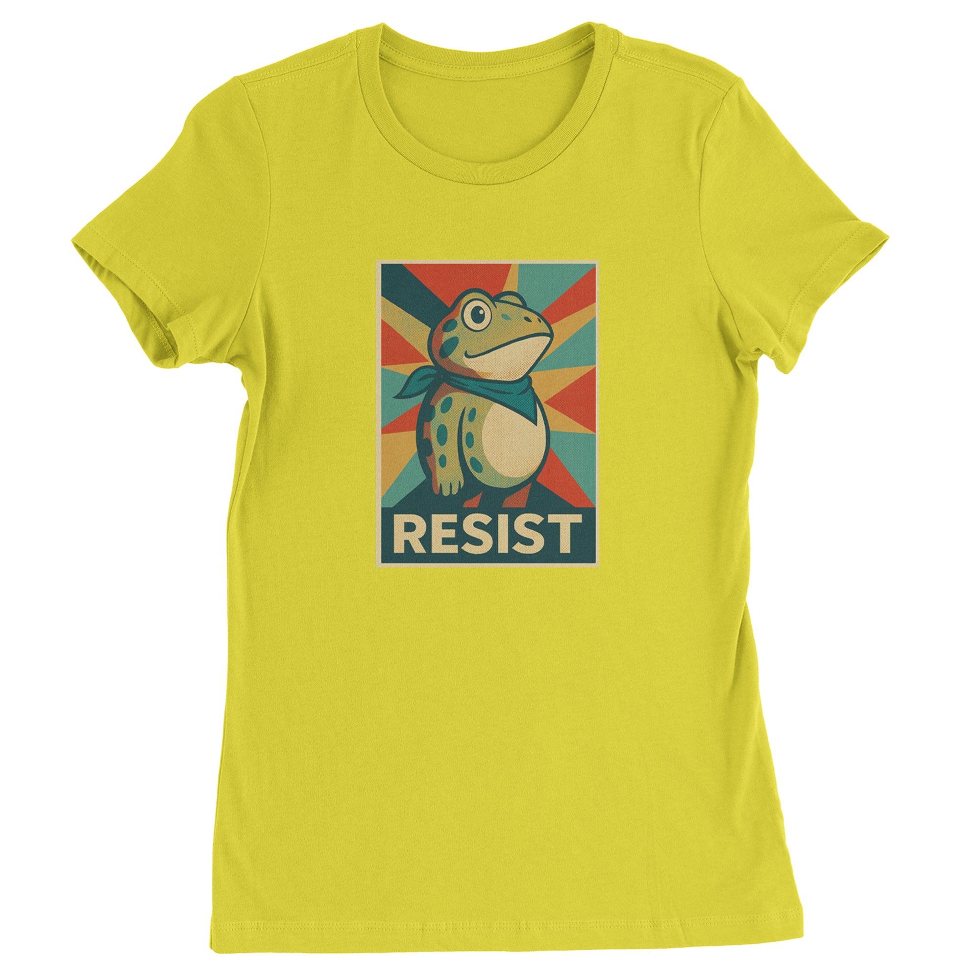 Resist Portland Protest Frog Womens T-shirt Yellow