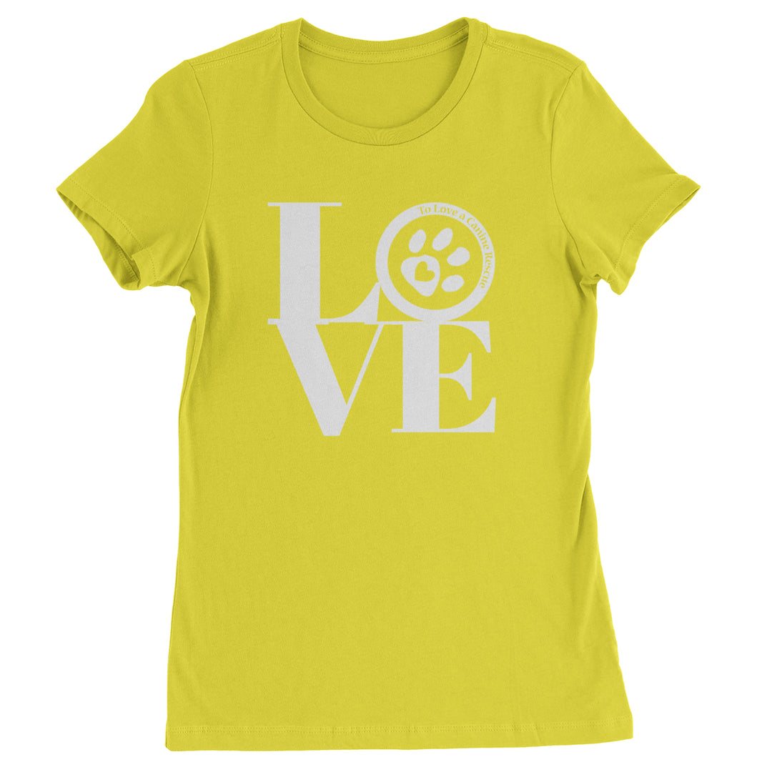 TLC LOVE Dog Rescue Womens T-shirt Yellow