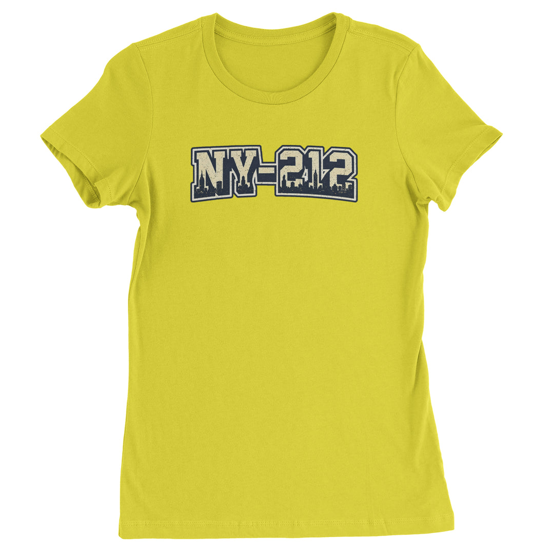 New York City 212 Area Code Skyline  Womens T-shirt Yellow