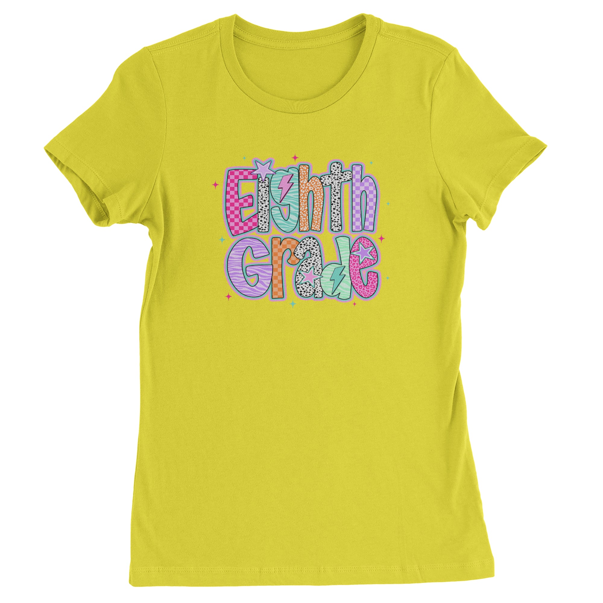 Eighth Grade Energy Colorful Back to School Womens T-shirt Yellow