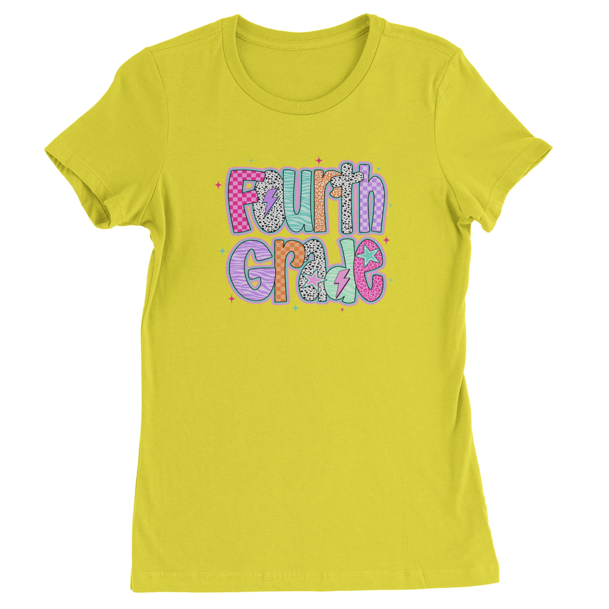 Fourth Grade Fierce Colorful Back to School Womens T-shirt Yellow