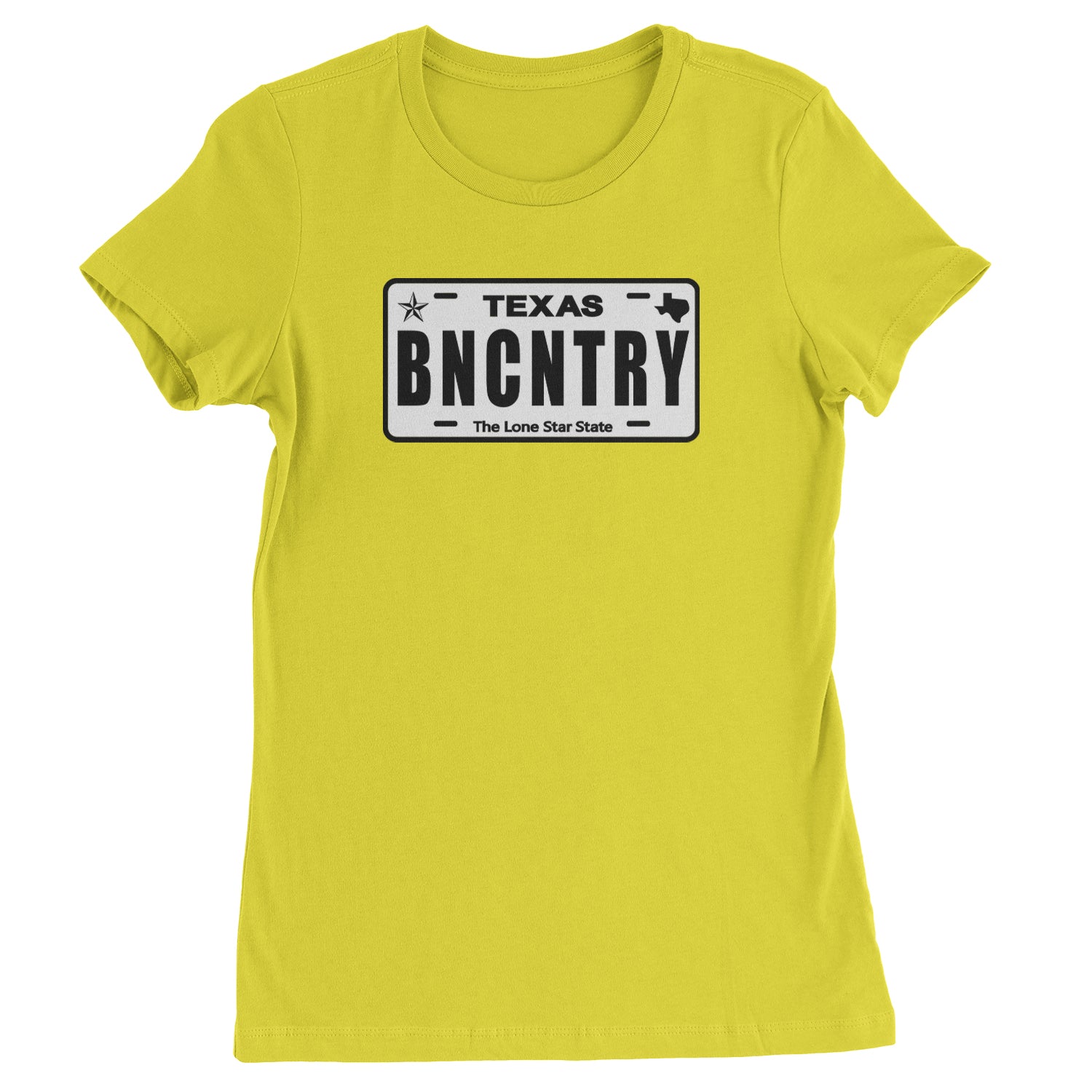 Texas License Plate BNCNTRY  Womens T-shirt Yellow