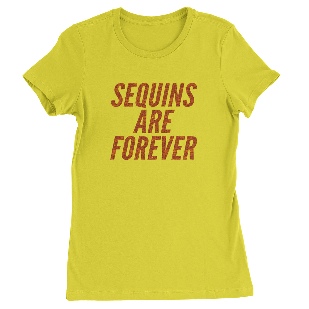 Sequins Are Forever Retro Glam Womens T-shirt Yellow