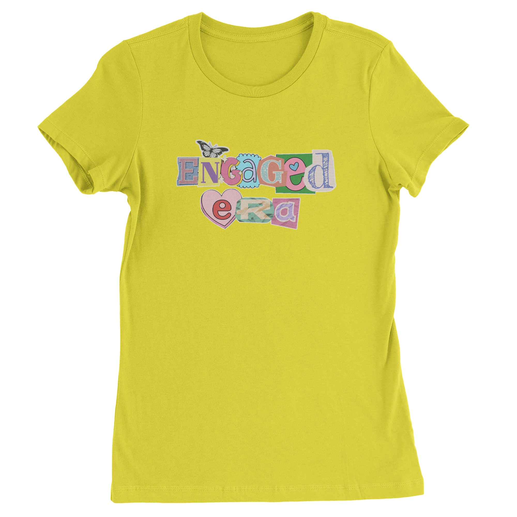 Engaged Era Aesthetic Retro Collage Design Womens T-shirt Yellow
