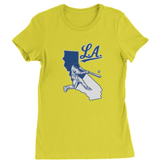 Los Angeles Baseball Batter Up Womens T-shirt Yellow
