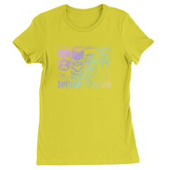 Spooky Season Horror Icons Halloween Womens T-shirt Yellow