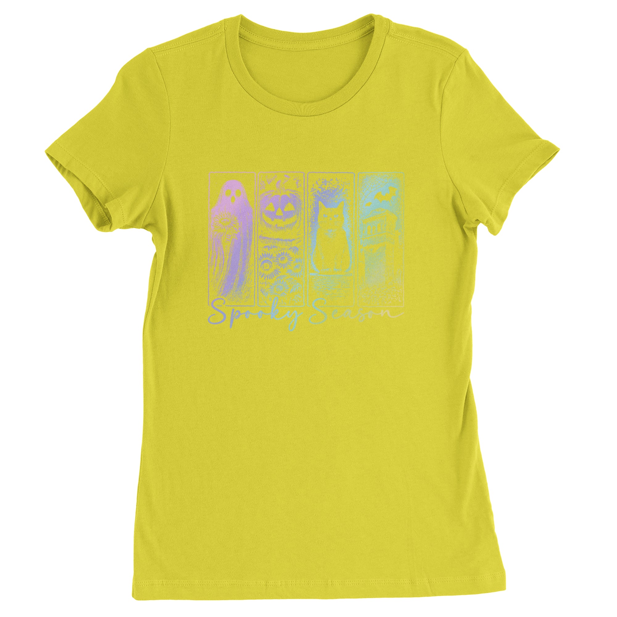 Spooky Season Cute Pastel Halloween Design Womens T-shirt Yellow