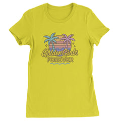 Golden Girls Forever Retro Sunset Womens T-shirt Yellow