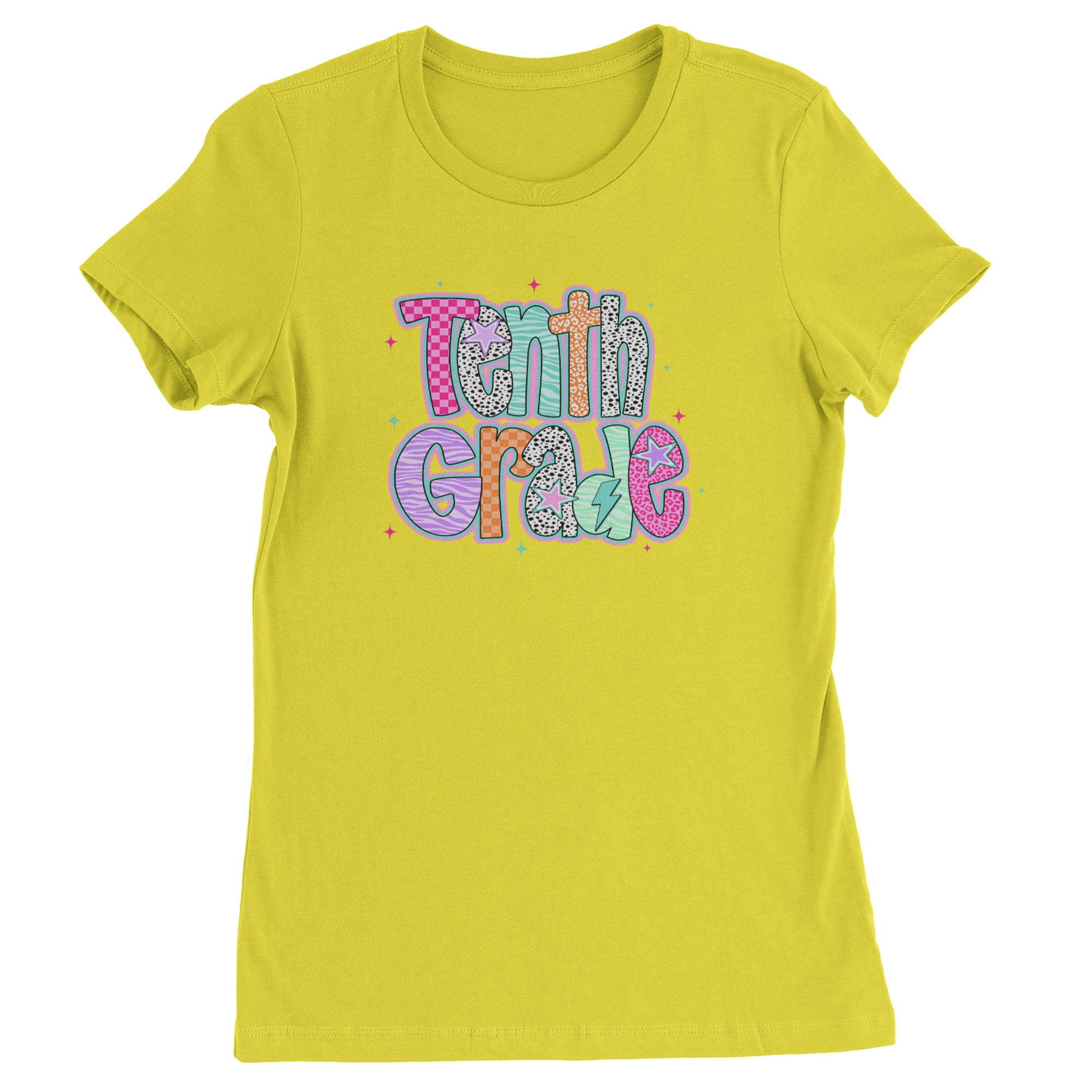 Tenth Grade Trendsetter Colorful Back to School Womens T-shirt Yellow