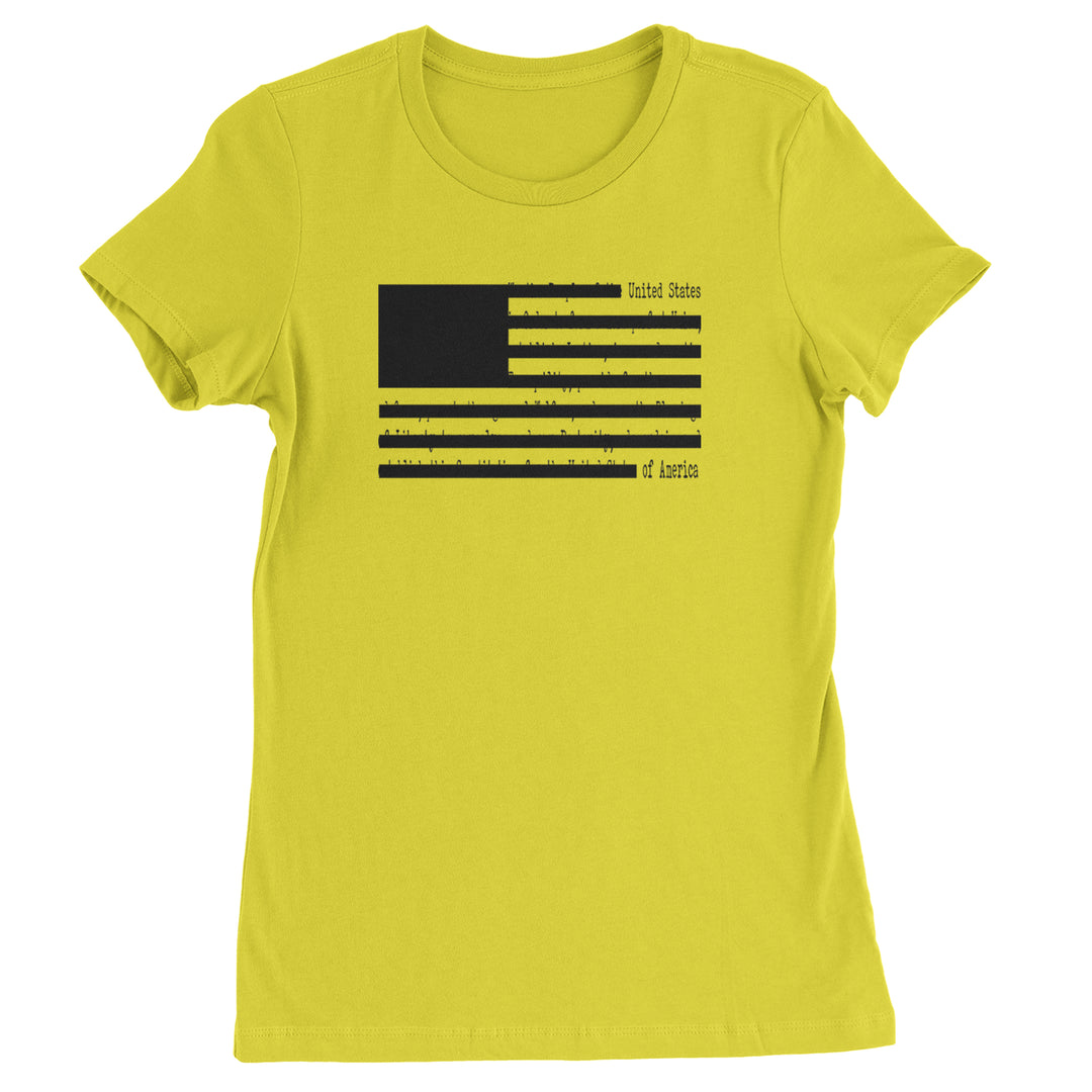 Redacted American Flag Womens T-shirt Yellow