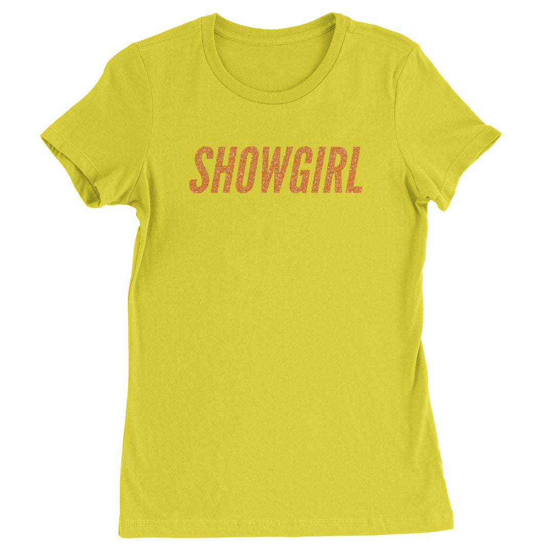 Showgirl Orange Glitter Womens T-shirt Yellow