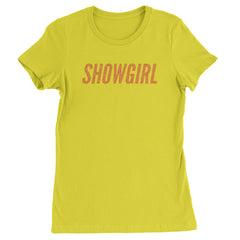 Showgirl Orange Glitter Womens T-shirt Yellow