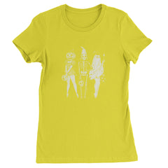 Vintage Spooky Squad Pinup Halloween Design Womens T-shirt Yellow
