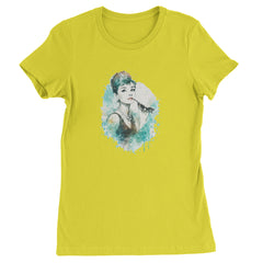 Mrs. Herpburn Iconic Watercolors Womens T-shirt Yellow