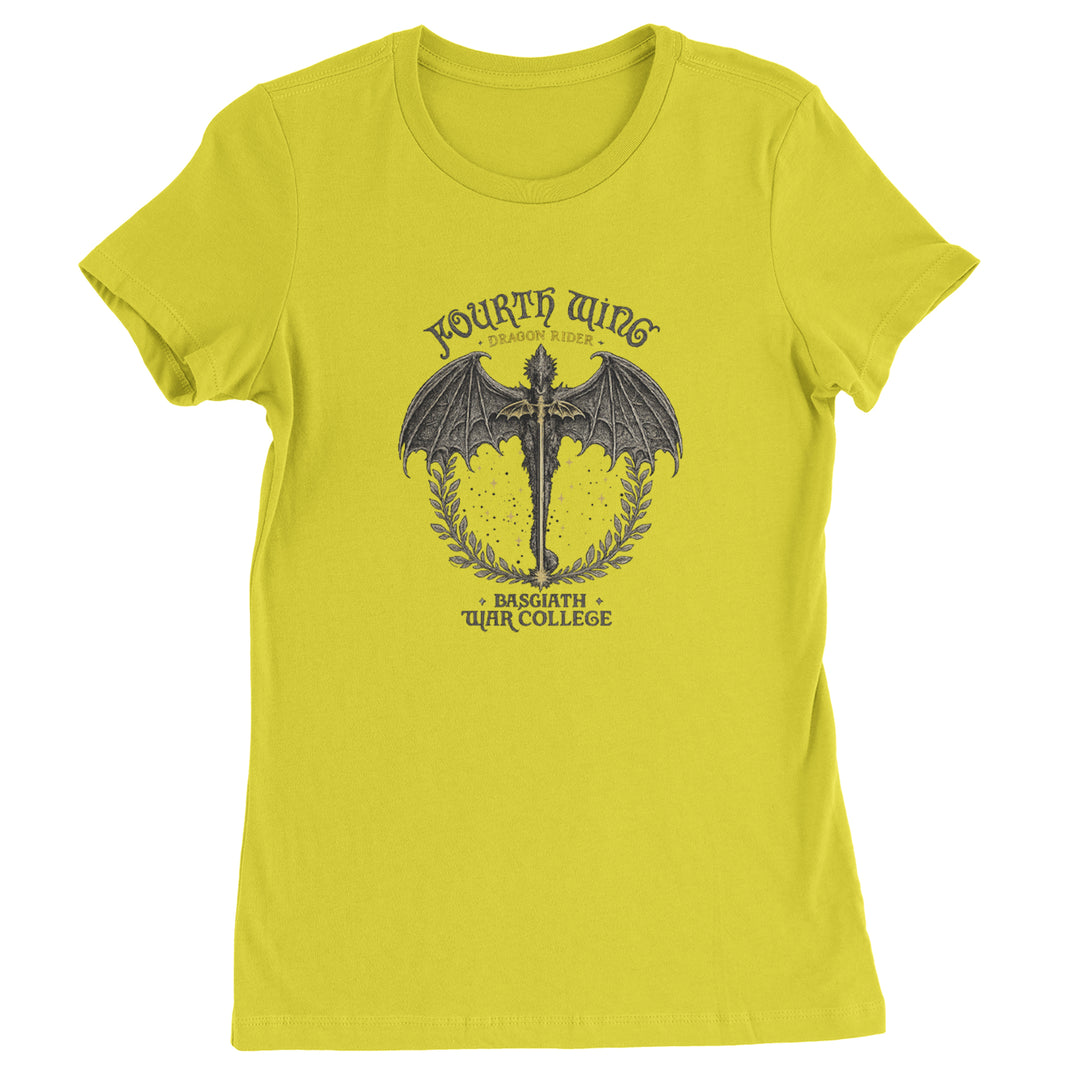 Fourth Wing Dragon Rider Vintage Basgiath War College Womens T-shirt Yellow