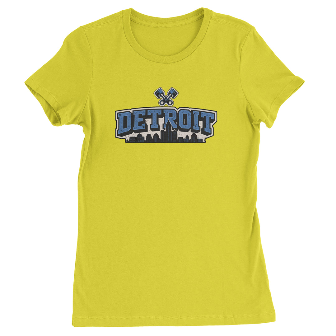 Detroit Motor City Retro Piston Womens T-shirt Yellow