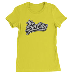 Sin City Vegas Retro Vintage graphic on Women's Heavyweight Cotton T-Shirt in Yellow