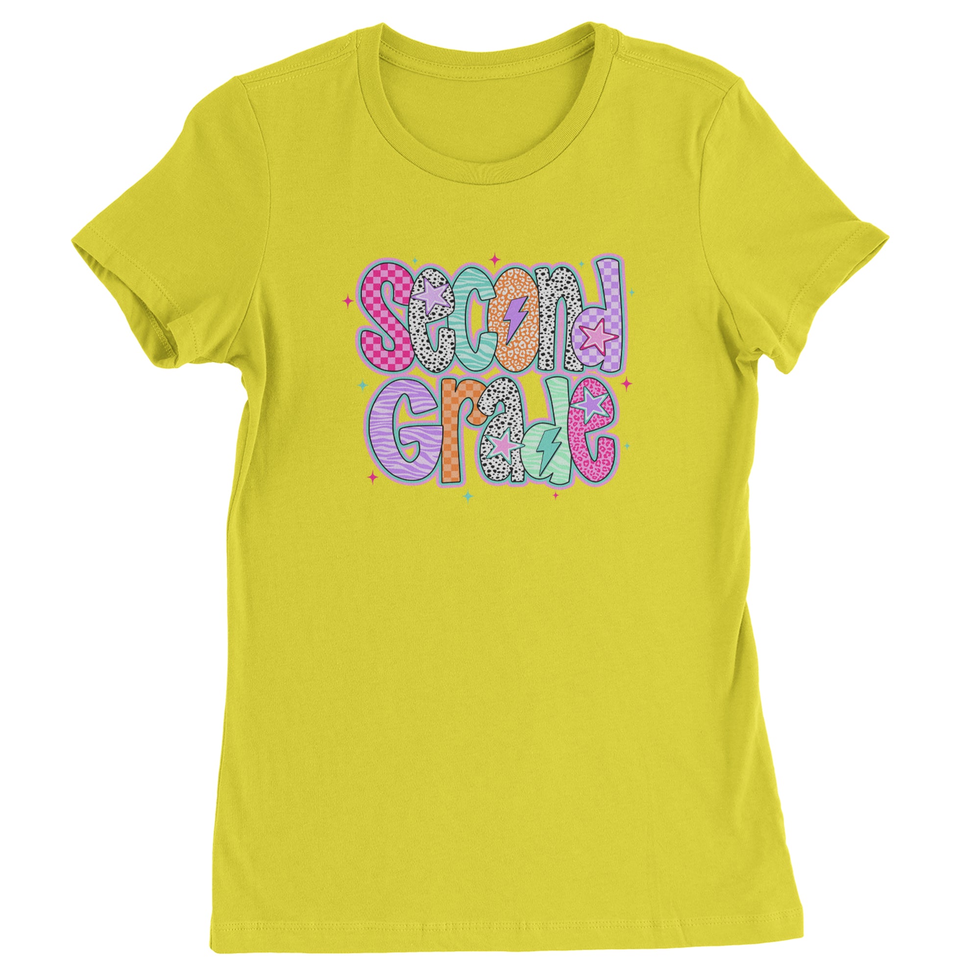 Second Grade Star Colorful Back to School Womens T-shirt Yellow