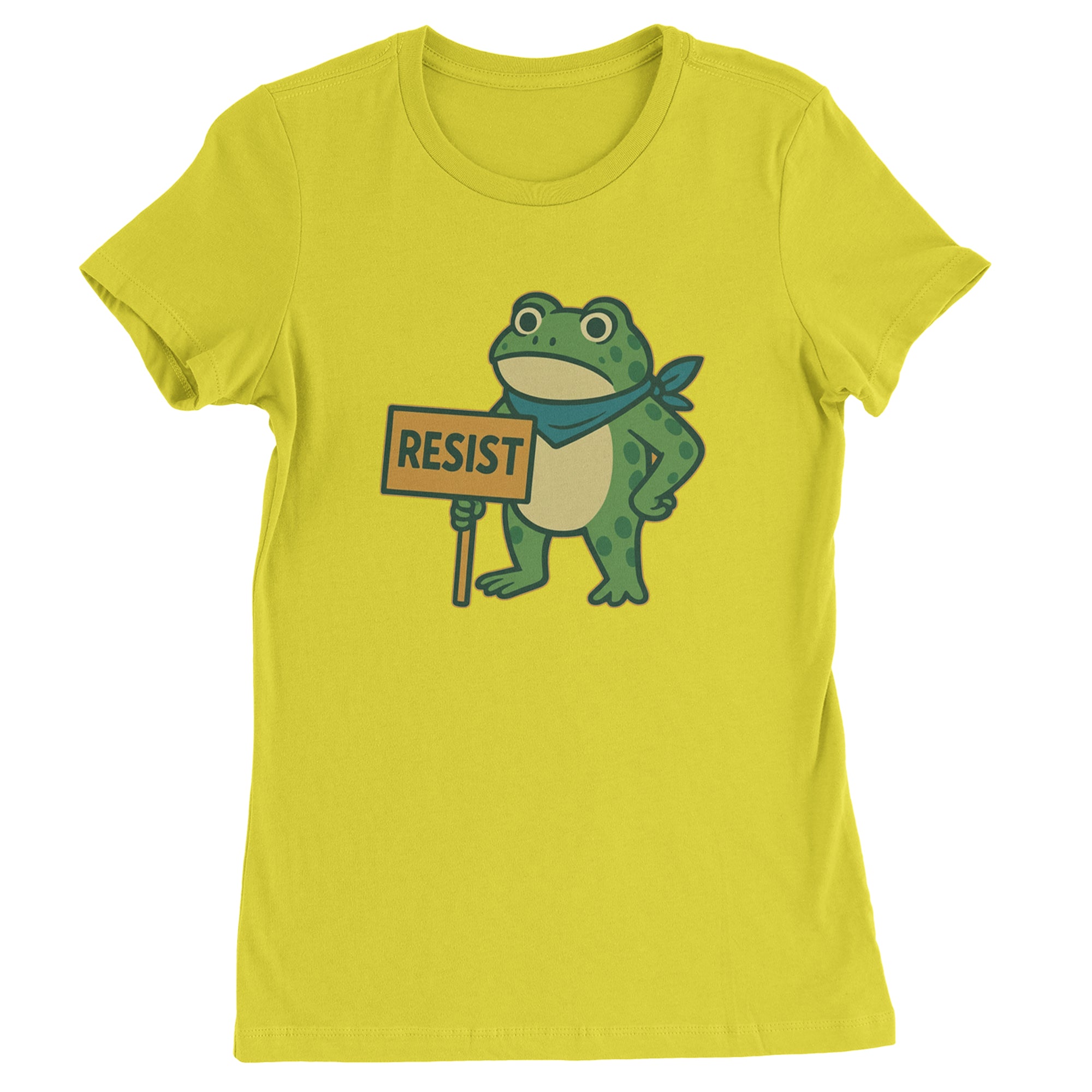Sign Resist Meme Frog Protest Womens T-shirt Yellow