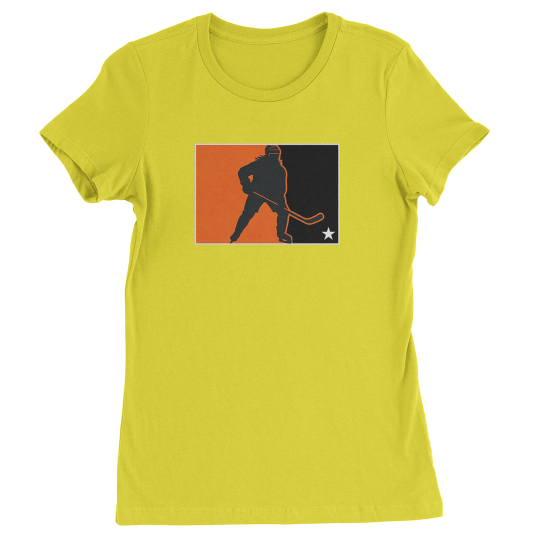 Hockey Enforcer Retro Vintage Womens T-shirt Yellow