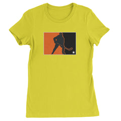 Hockey Enforcer Retro Vintage Womens T-shirt Yellow