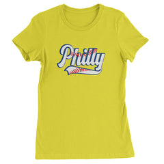 Philly Baseball Stitching Womens T-shirt Yellow