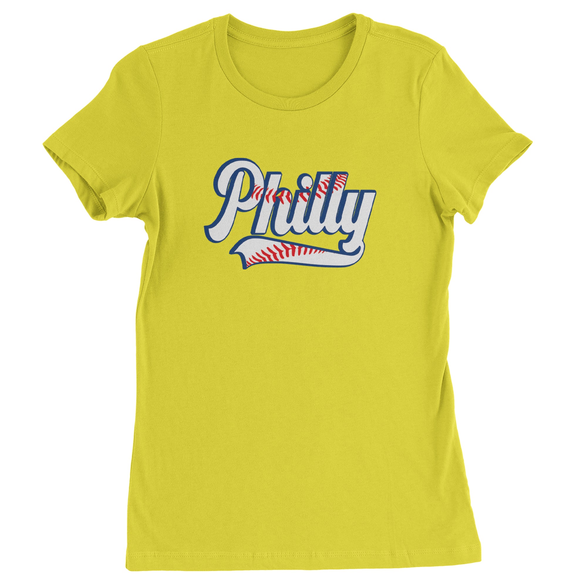 Philly Baseball Stitching Womens T-shirt Yellow