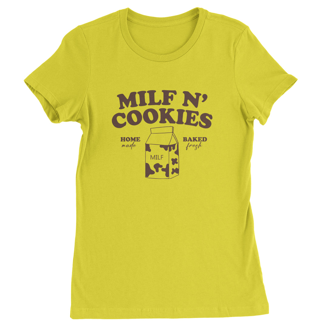 Milf And Cookies graphic on Women's Heavyweight Cotton T-Shirt in Yellow