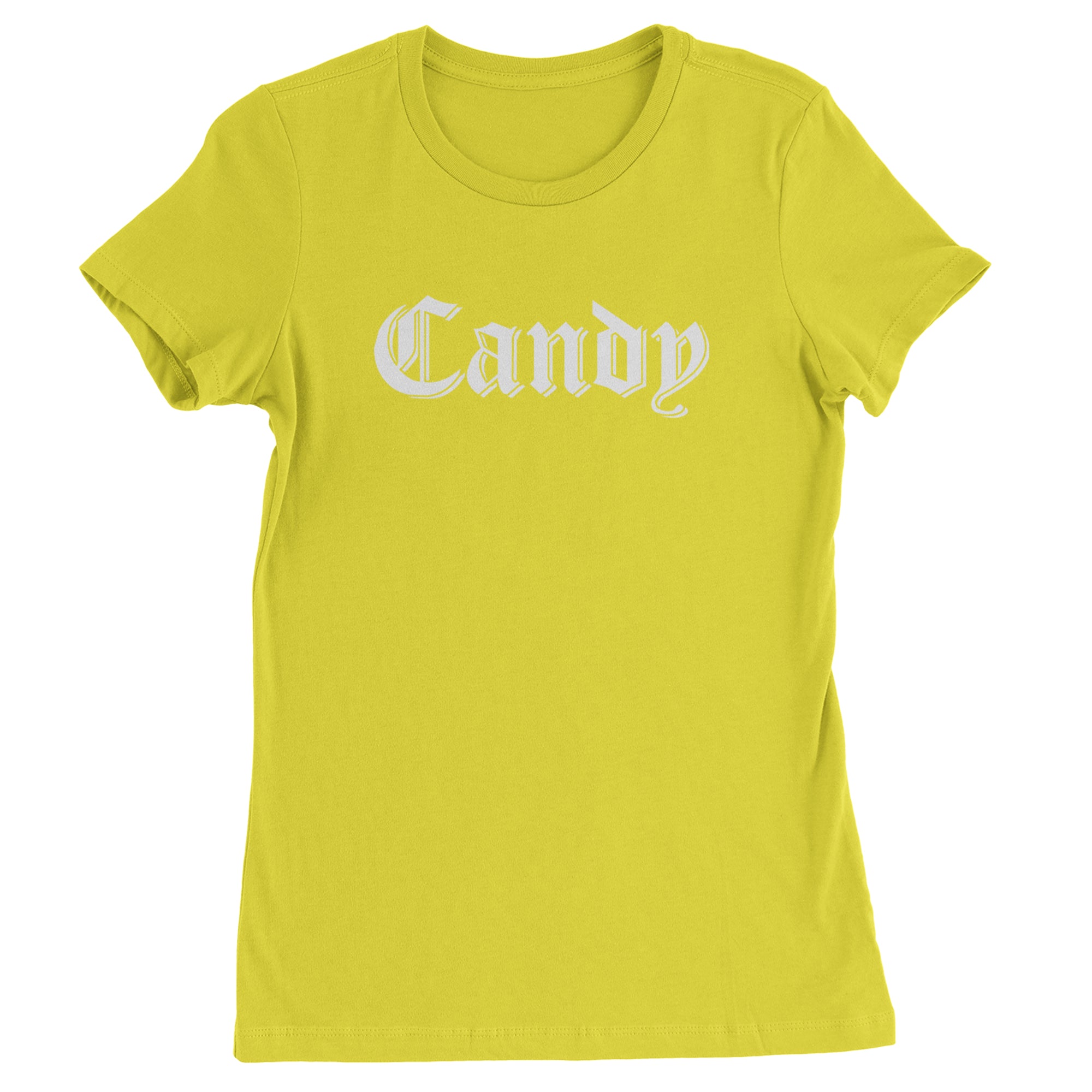 Candy Gothic Lettering Womens T-shirt Yellow