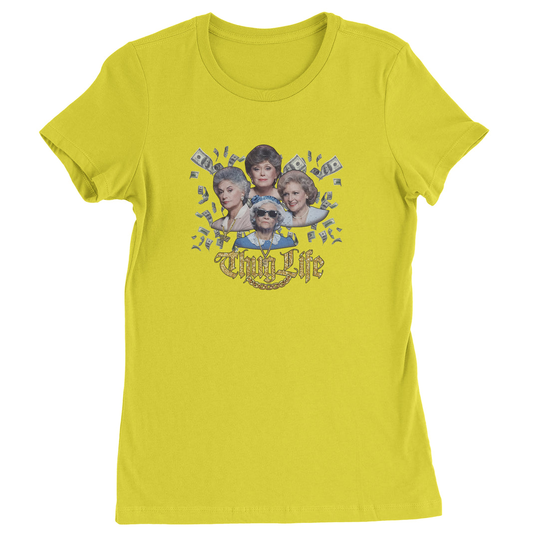 Golden Chain Thug Life Girls Womens T-shirt Yellow