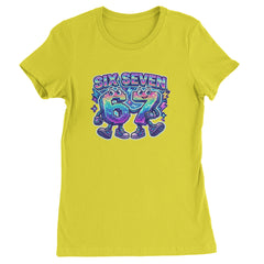 Six Seven 67 Retro Pixel Buddies Womens T-shirt Yellow