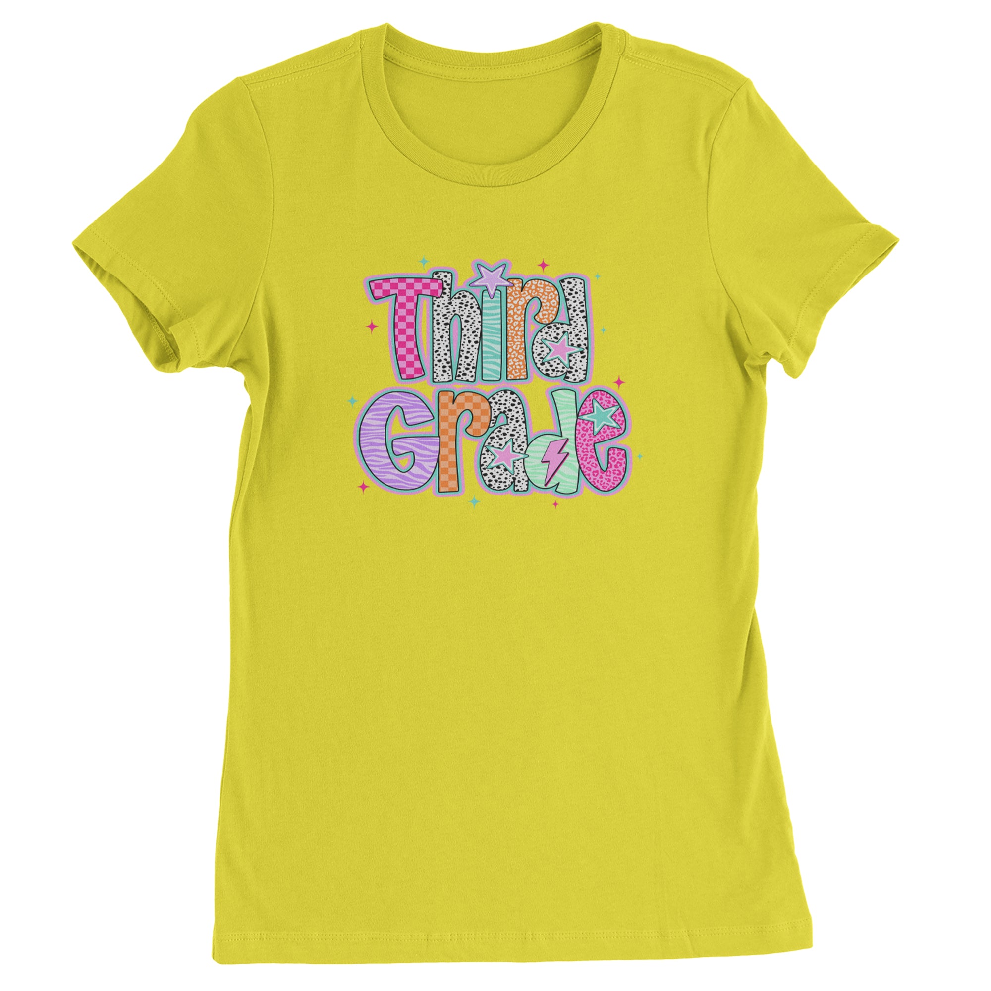 Third Grade Thunder Colorful Back to School Womens T-shirt Yellow
