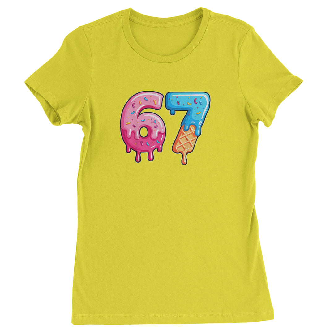 67 Dripping Ice Cream Donut Melt Womens T-shirt Yellow