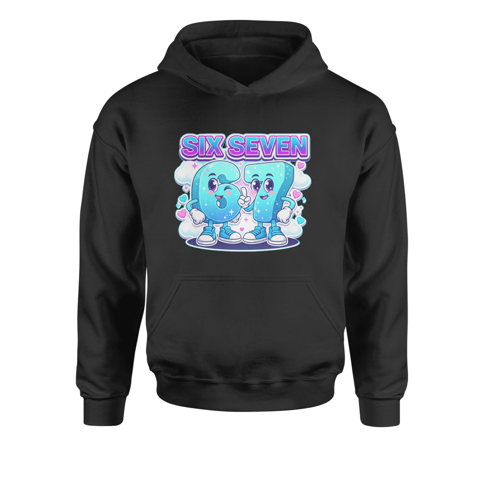 67 Six Seven Meme Kawaii Cloud Youth-Sized Hoodie Black
