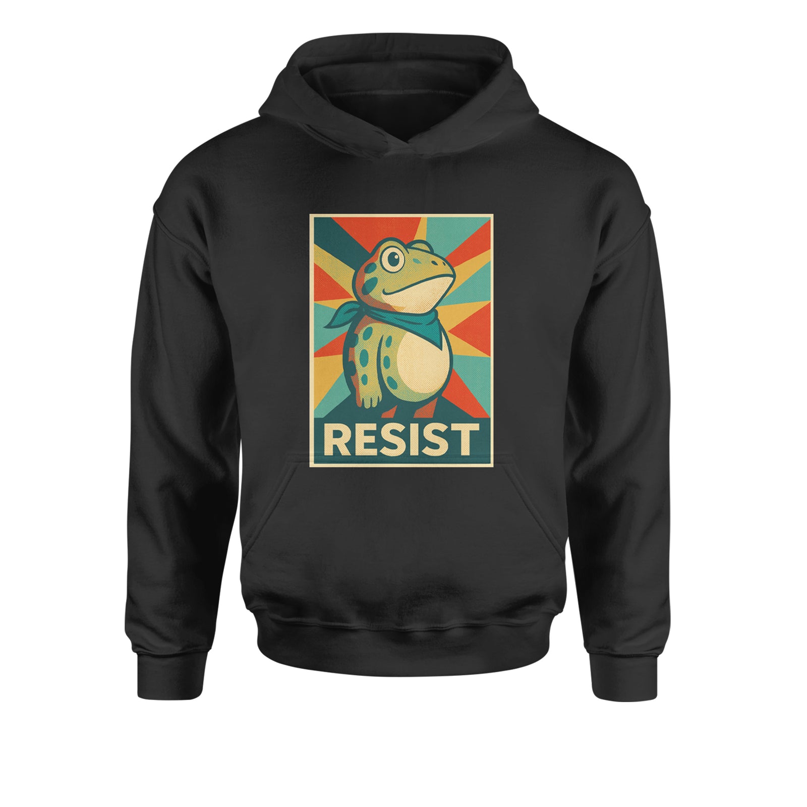Resist Portland Protest Frog Youth-Sized Hoodie Black