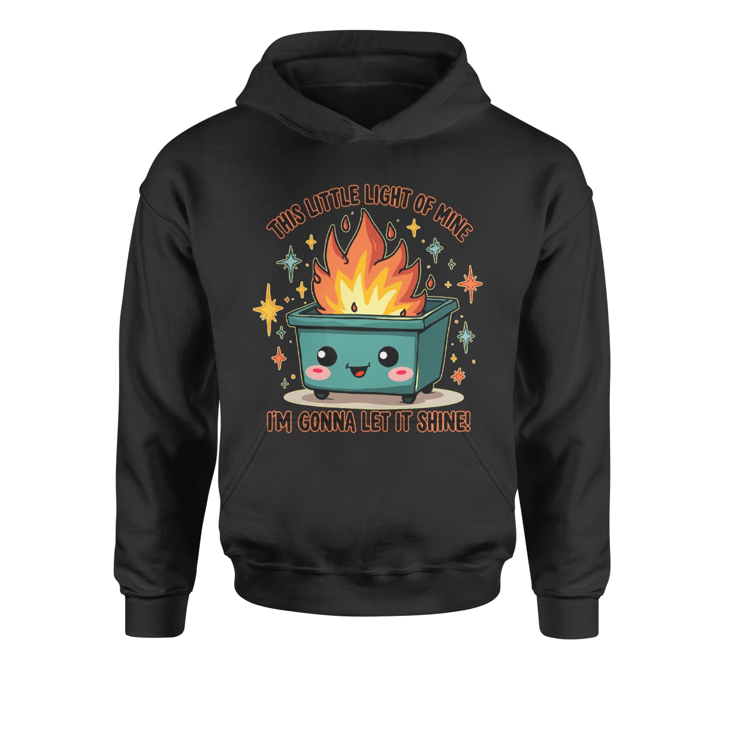 This Little Light of Mine Dumpster Fire Smile FaceYouth-Sized Hoodie Black