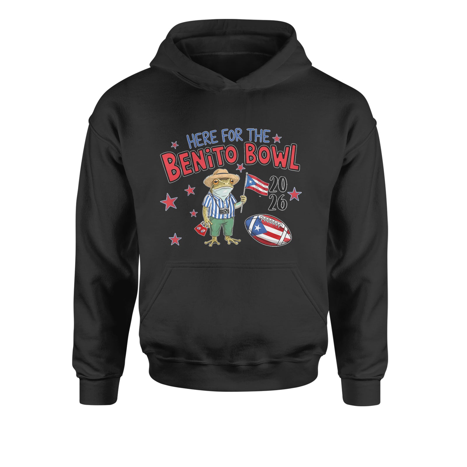 Frog Here for the Benito Bowl Football Youth-Sized Hoodie Black