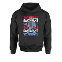 Say Drake Smiling Meme Mustard Youth-Sized Hoodie Black